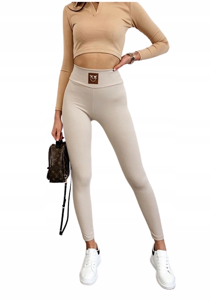 

Legginsy Damskie Prążkowane Modne wysoki stan