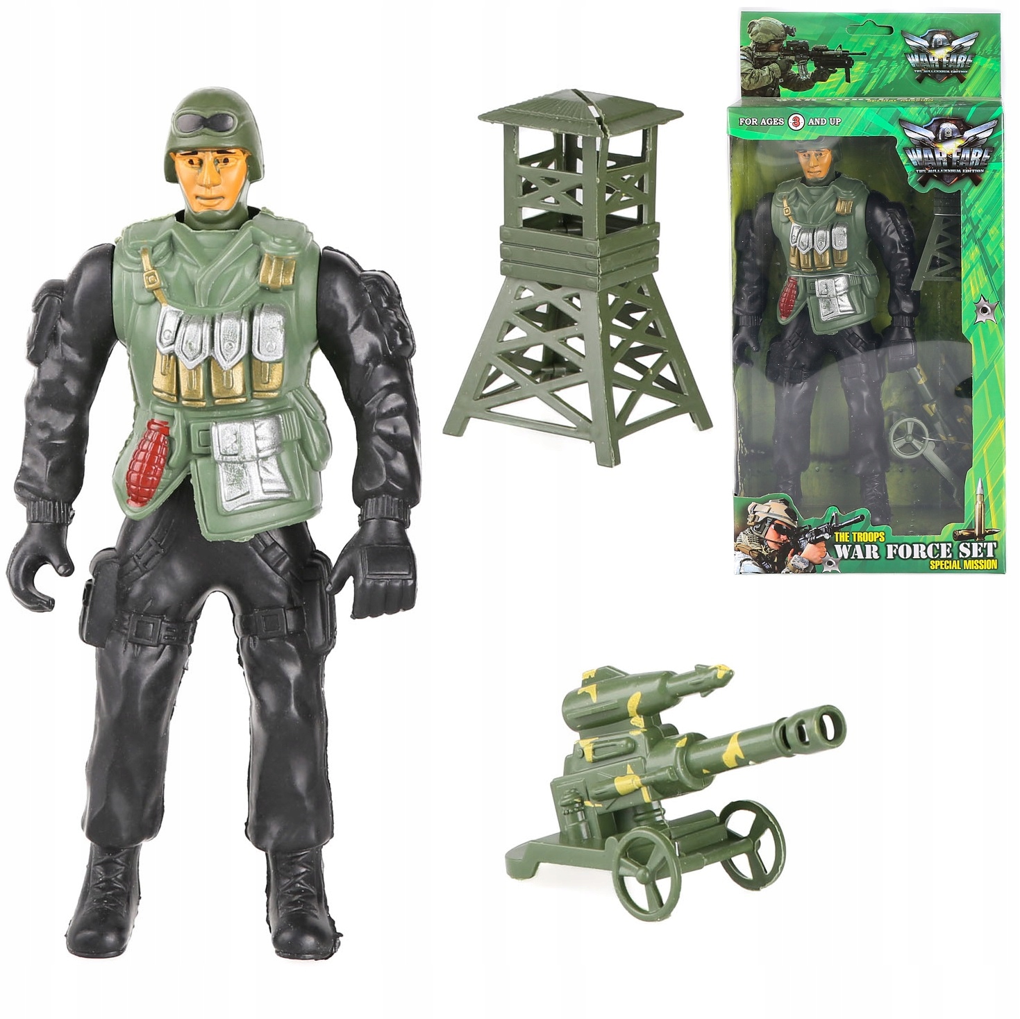 Figurka 23 cm Żołnierz + akcesoria „War Force Set – Special Mission”
