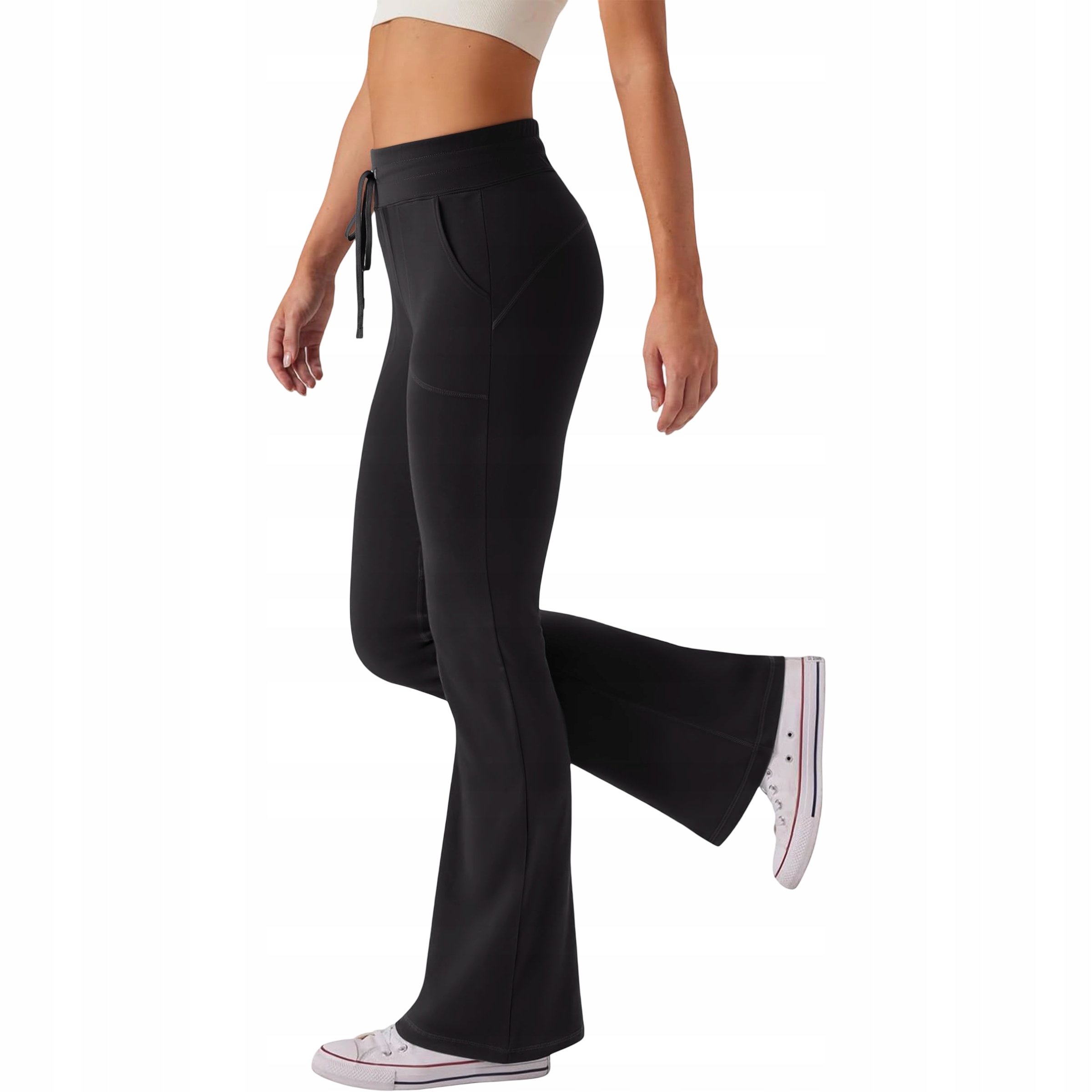 Dámské legíny Zvony Tréninkové kalhoty na jógu Černé S