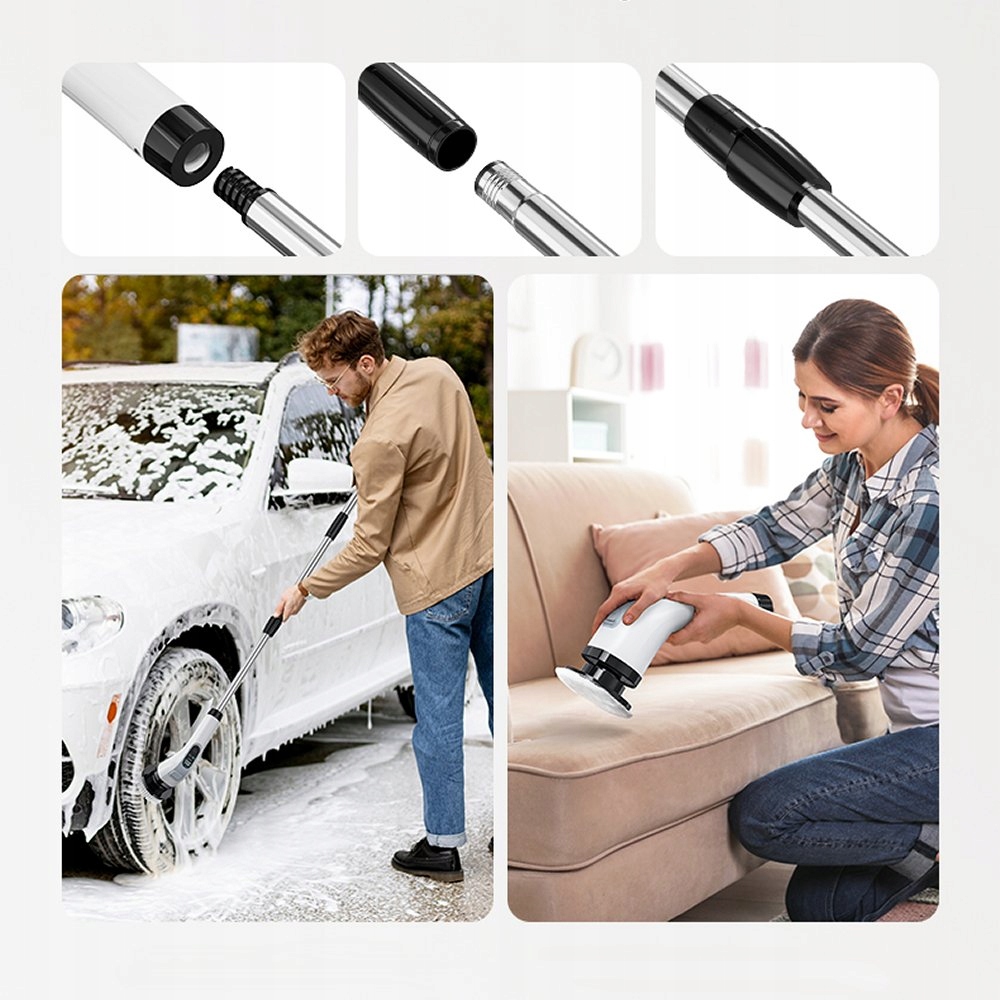 Levně Elektrický Rotační Kartáč Na Čištění Úklidu Teleskopický 3000 mAh