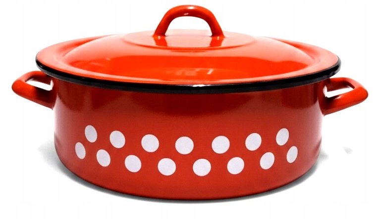 Hrnec Smaltovaný 5,5 l Retro Nízké víko Plyn/indukce Maďarský fi 30 cm
