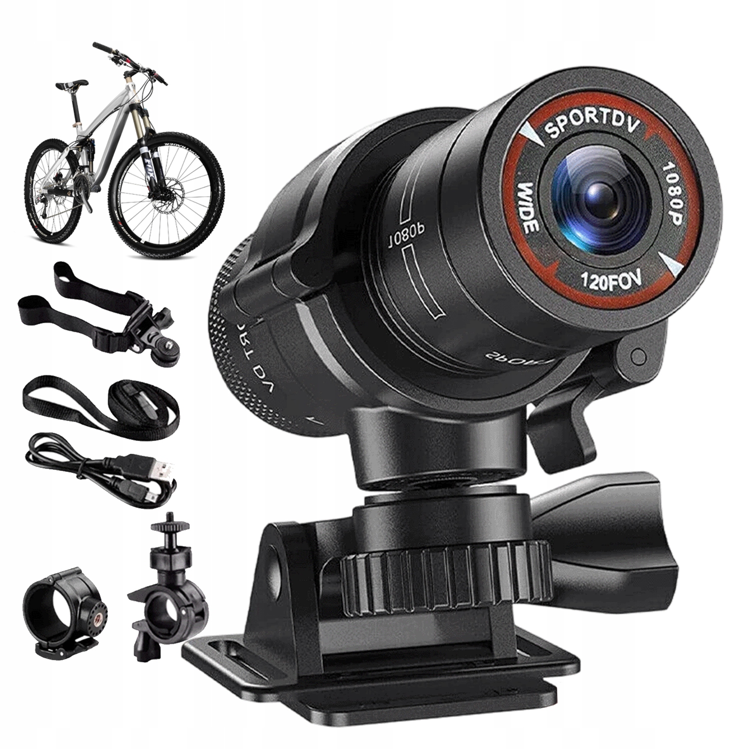 Sportovní DV Kamera Na Kolo A Helmu 1080P Širokoúhlá 120° 2H Nahrávání
