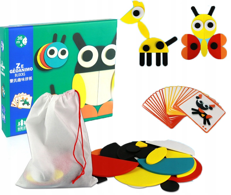 DREWNIANA UKŁADANKA LOGICZNA MONTESSORI PUZZLE