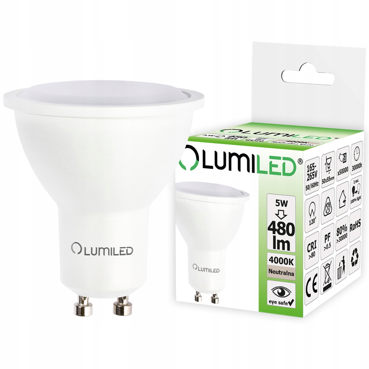 

Żarówka Led GU10 5W 50W 480lm 120D 4000K Lumiled