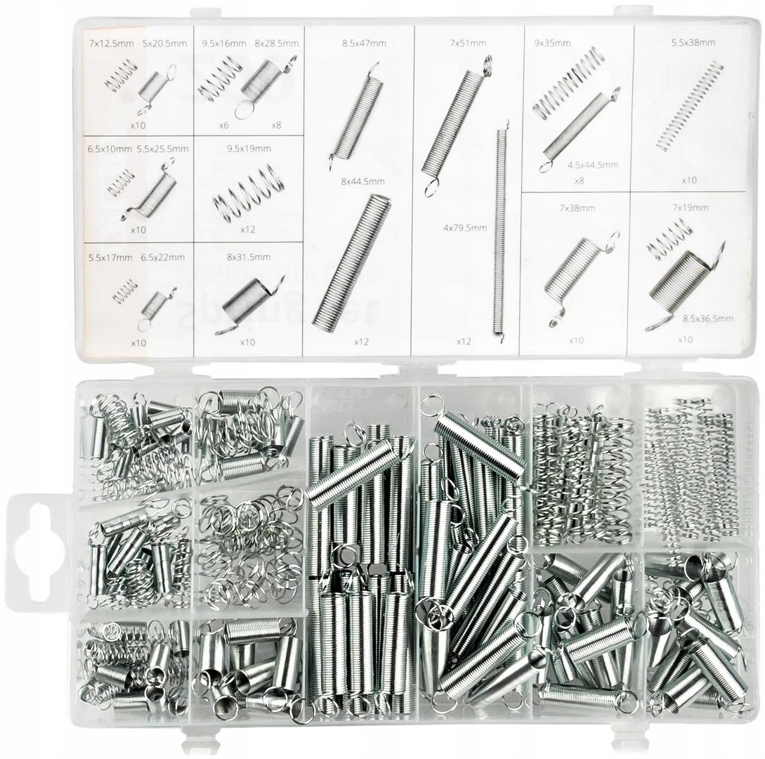 ZESTAW SPRĘŻYN ŚCIĄGAJĄCYCH ROZCIĄGAJĄCYCH 200szt