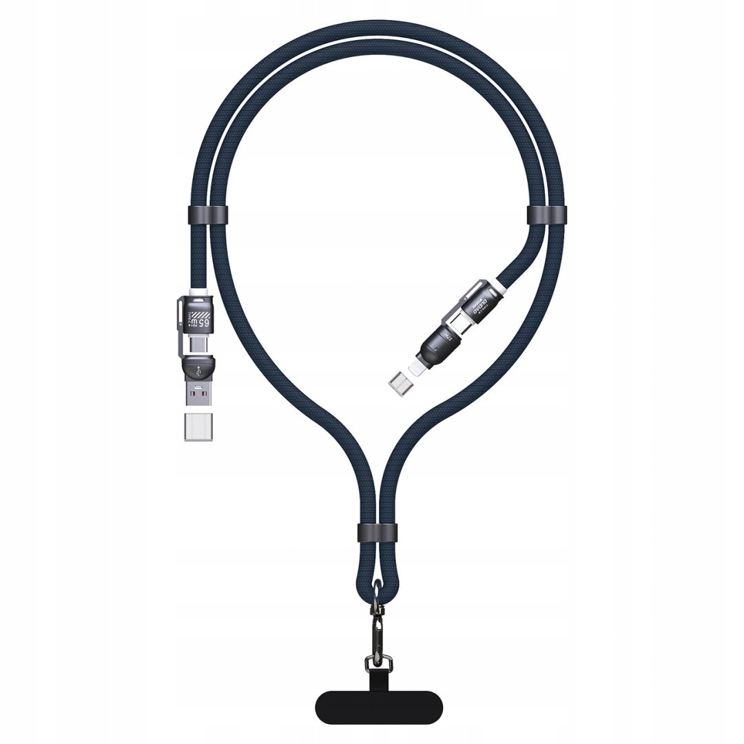 Kabel Dudao L20Max 65W 4w1 ze smyczą Usb-c do Usb-c z adapterami Lightning