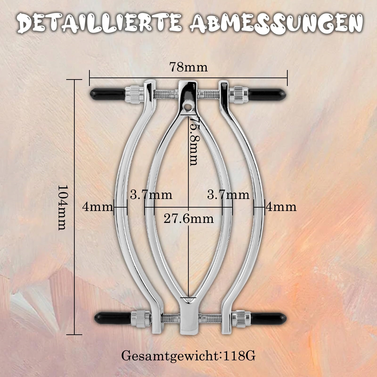 SCHAMLIPPENSPREIZER Metalowy Regulowany Spekulum Fetysz Dla Kobiet BDSM — miniatura 6