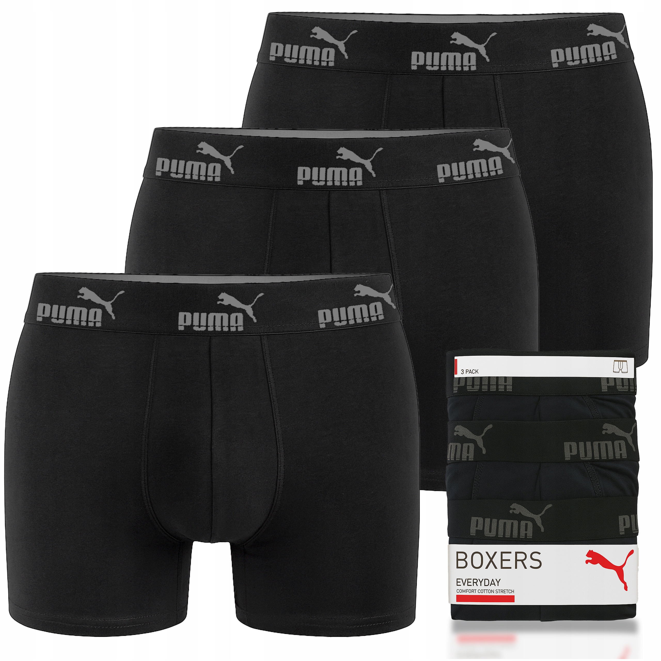 Puma Pánské boxerky Black Bavlna 3 Pak Velikost M