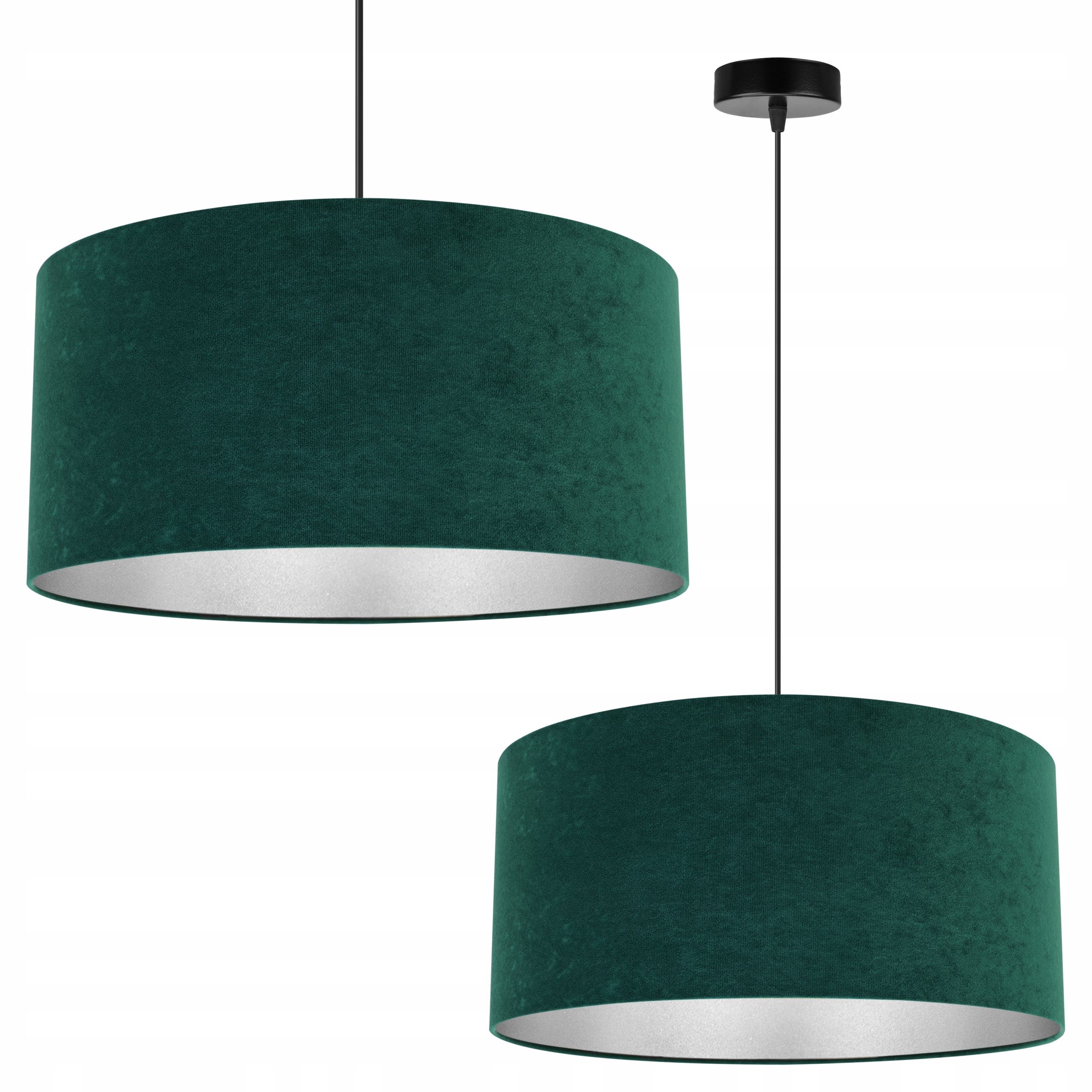 

Lampa Wisząca Żyrandol Sufitowa Chrom Abażur Welur