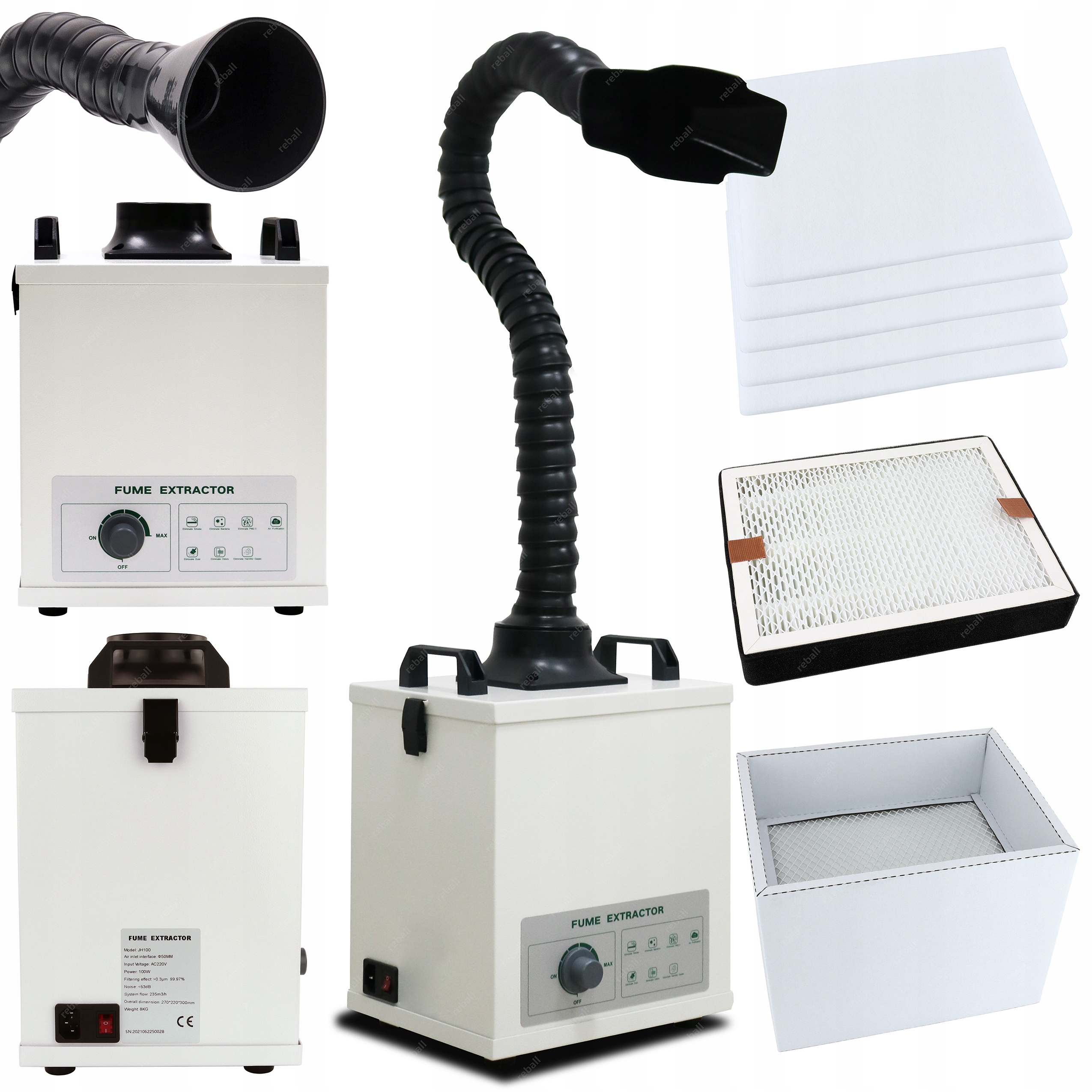 Pohlcovač Výparov Pohlcovač Dymu Toxíny JH100 100W 235 m3/h Servis 99.97%