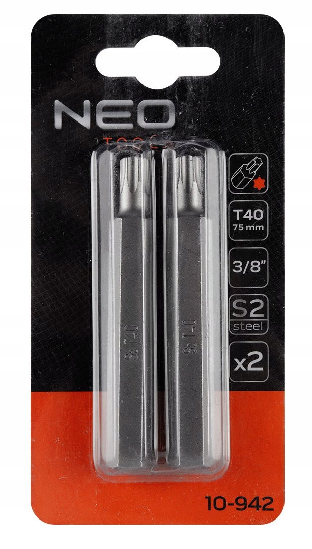 Końcówka Torx T40 x 75mm 3/8 S2 2szt. Neo