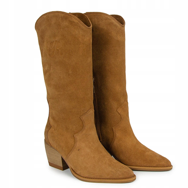 CARINII B9065 KOZAKI KOWBOJKI SKÓRA ZAMSZ RUDE 38 Marka Carinii