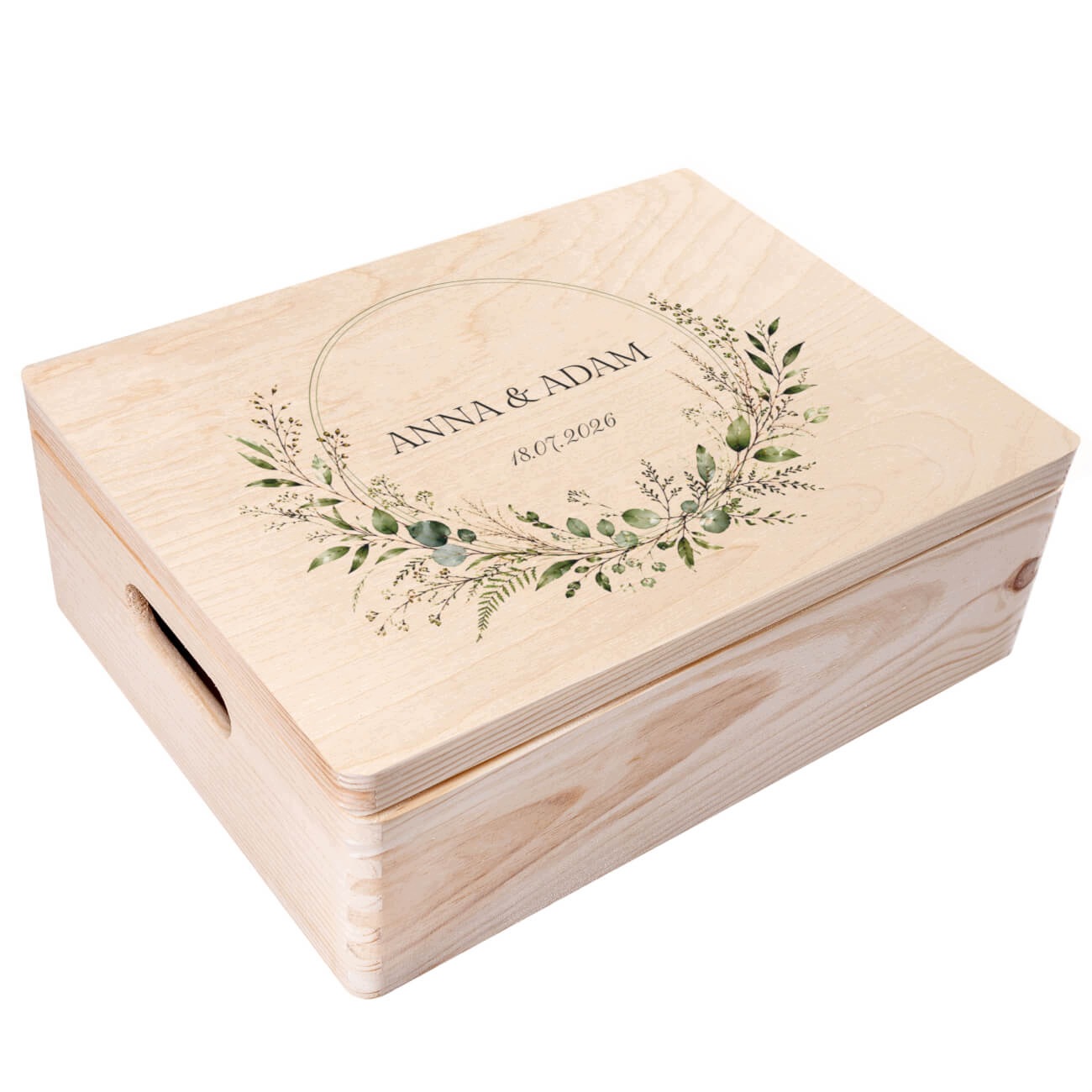 Personalizovaná krabička svatební o rozměrech 40 x 30 cm s potiskem na obálky a mnoha vzory