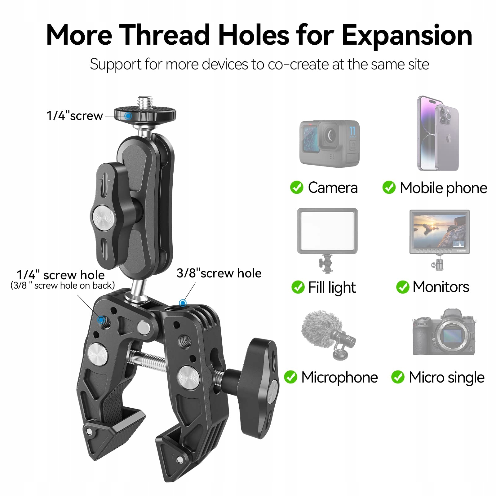 TELESIN Uchwyt Rowerowy 360 Stopni Do Kamer GoPro Insta360 DJI Osmo — miniatura 2