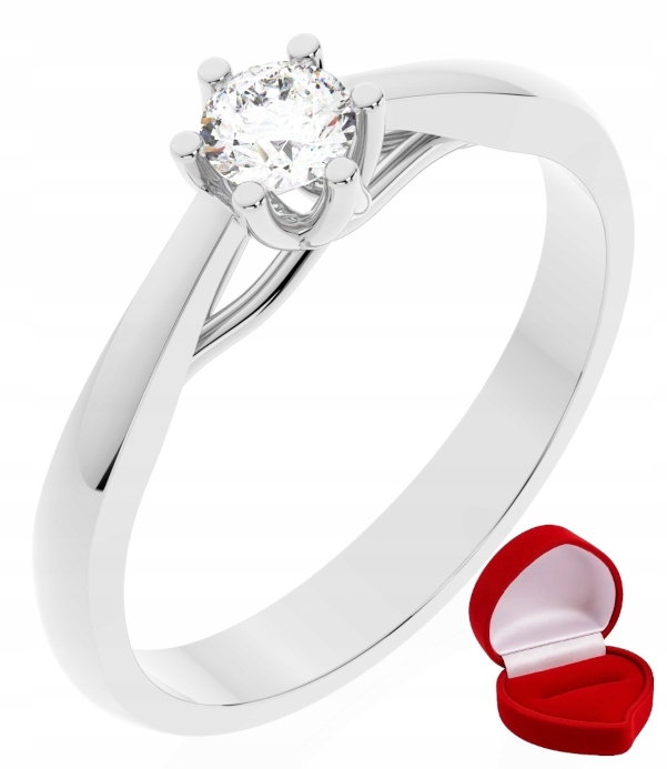 Zlatý Prstýnek 585 14k Brylant Lab 0,24 ct Bílé Zlato R8