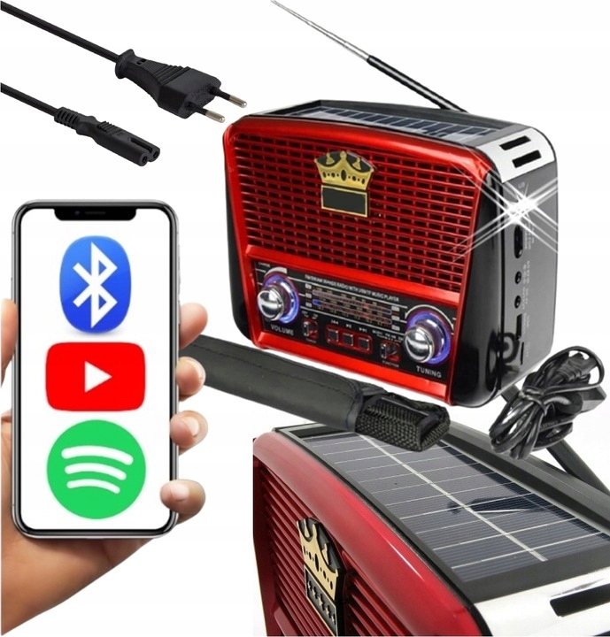 RADIO SOLARNE PRZENOŚNE RETRO AKUMULATOR SOLAR
