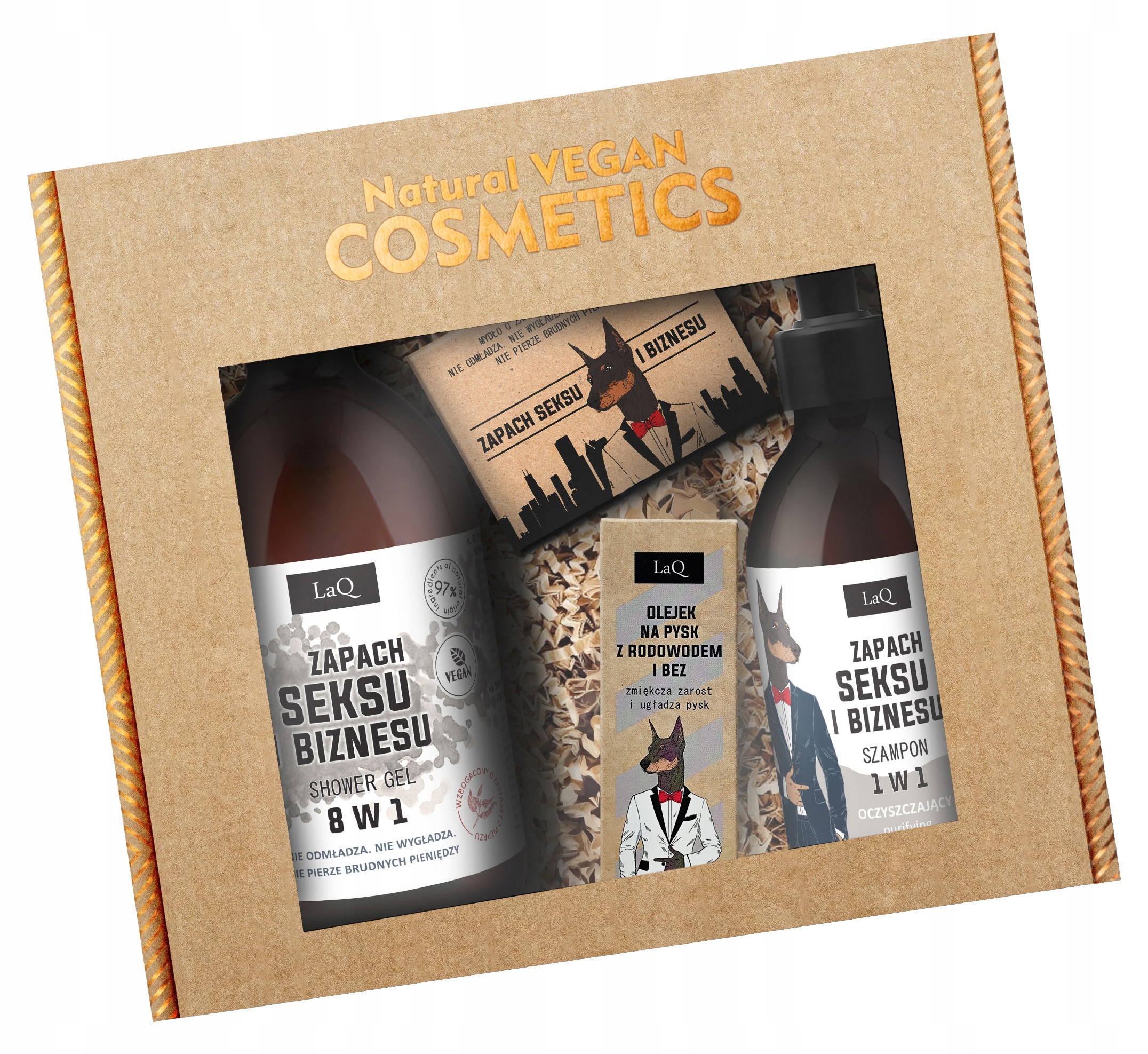 LaQ Zestaw Doberman żel szampon olej broda kostka