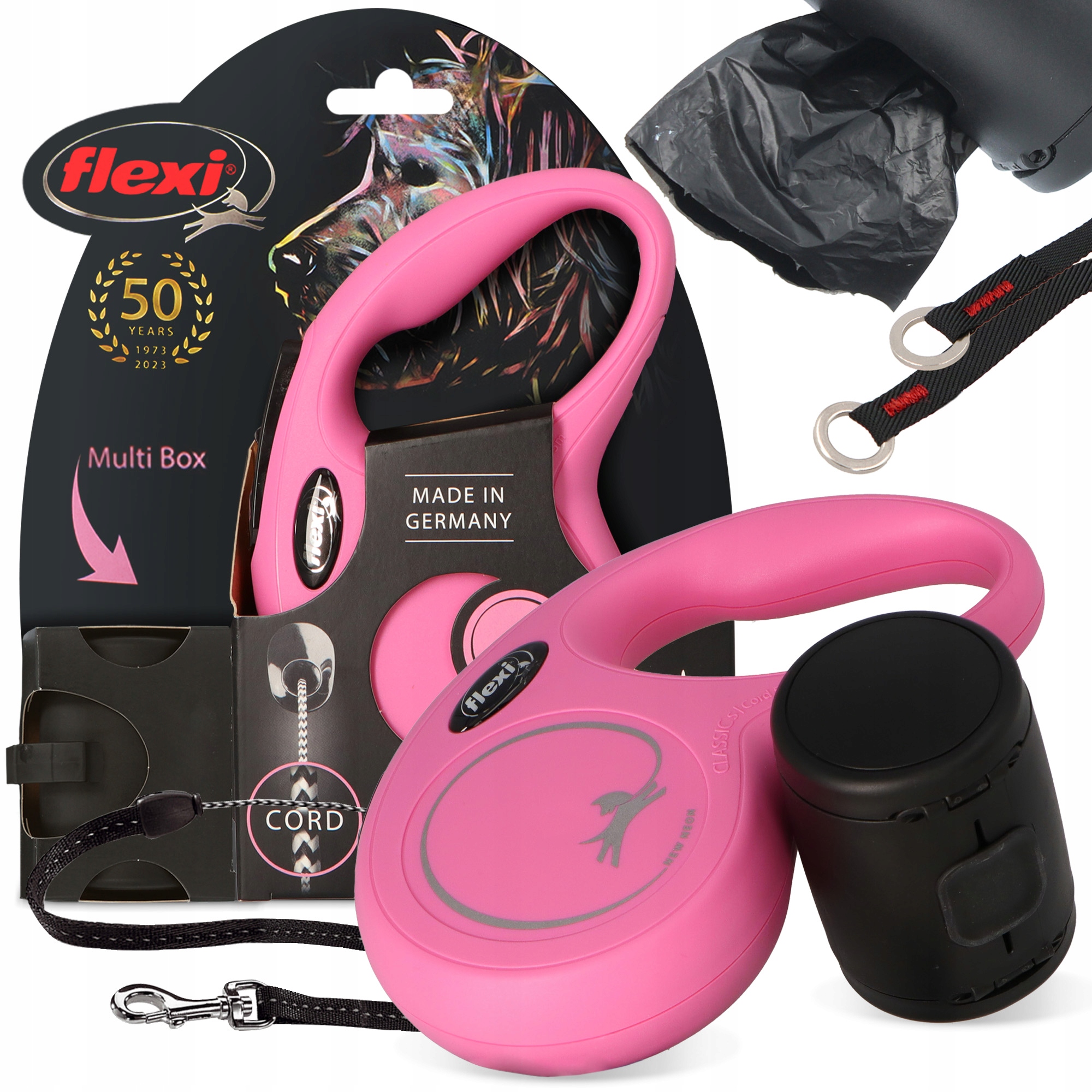 Vodítko Psa Automatická blokádou 12 kg 5 m Lanko Nádoba Sáčky Psí odch 3O