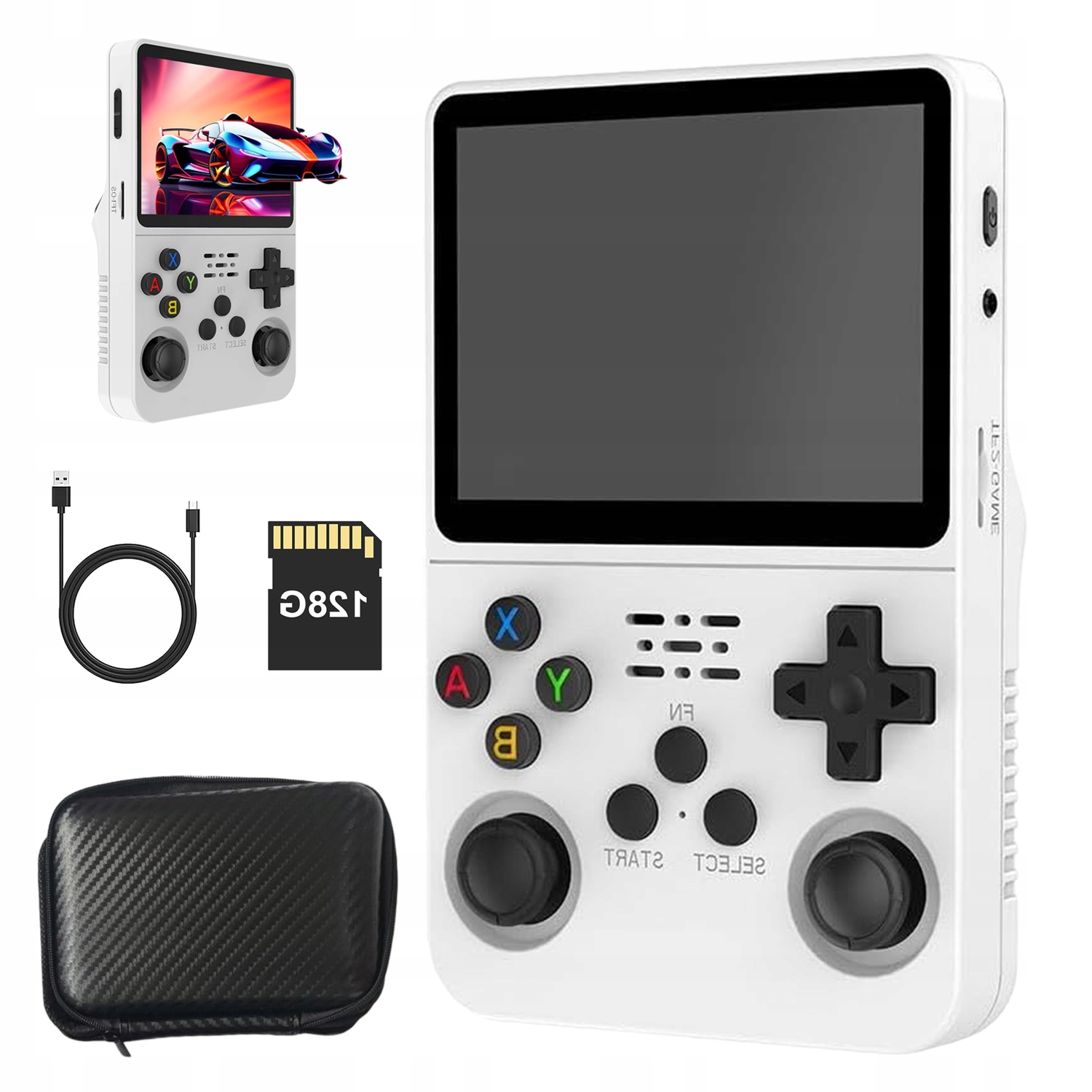 R36S Retro Przenośna Konsola Do Gier Mobilna Konsola Do Gier 128G Biały