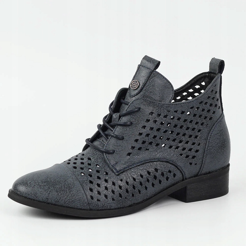 GRANATOWE AŻUROWE WIOSENNE BOTKI POTOCKI 12091 r 41