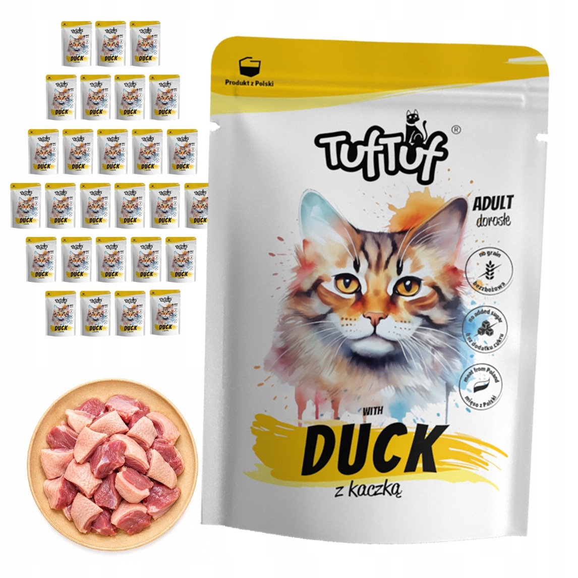TufTuf mokra karma dla kota Kaczka saszetka 30x100g Mielonka