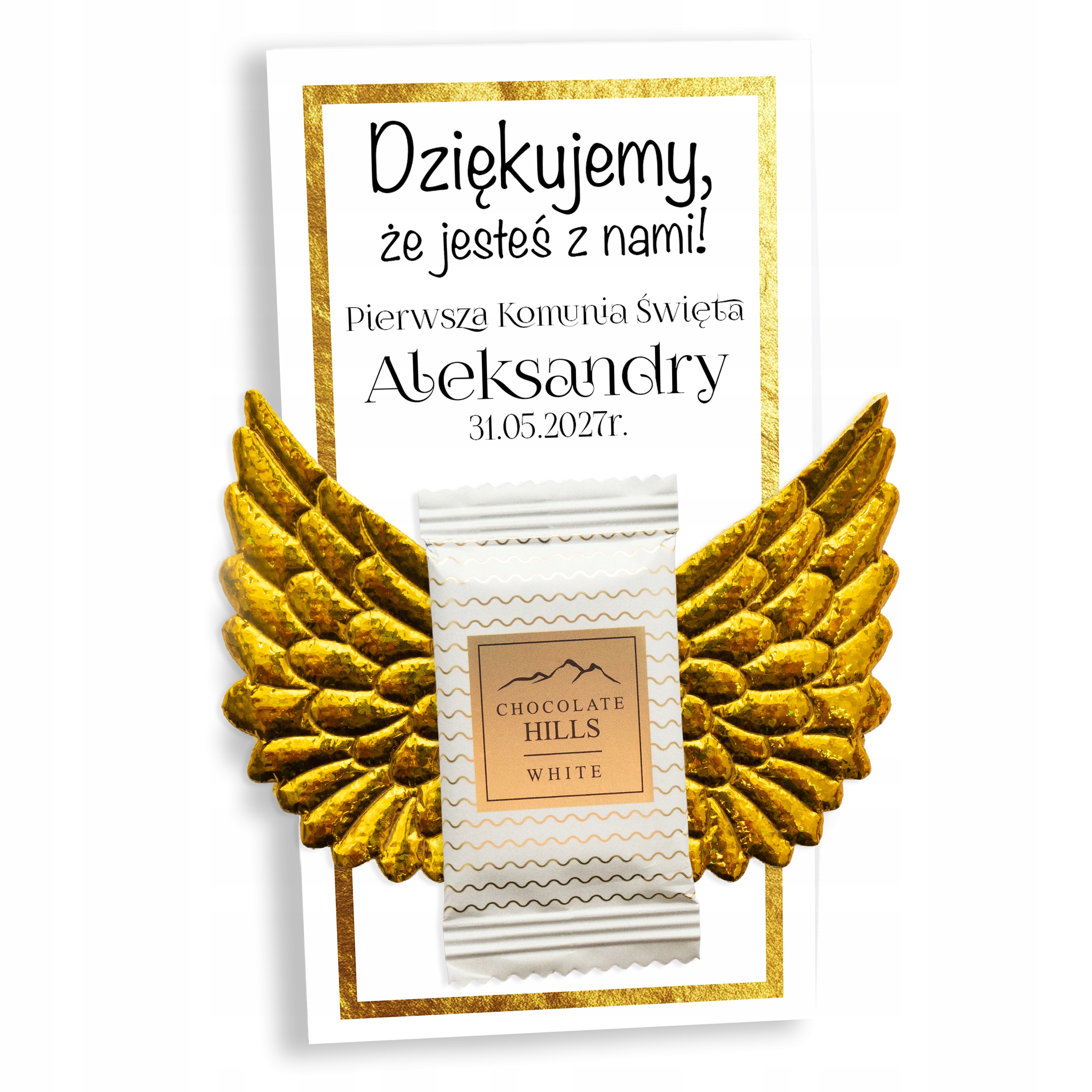 PODZIĘKOWANIA DLA GOŚCI NA KOMUNIĘ CHRZEST ŚLUB CZEKOLADKI + PERSONALIZACJA