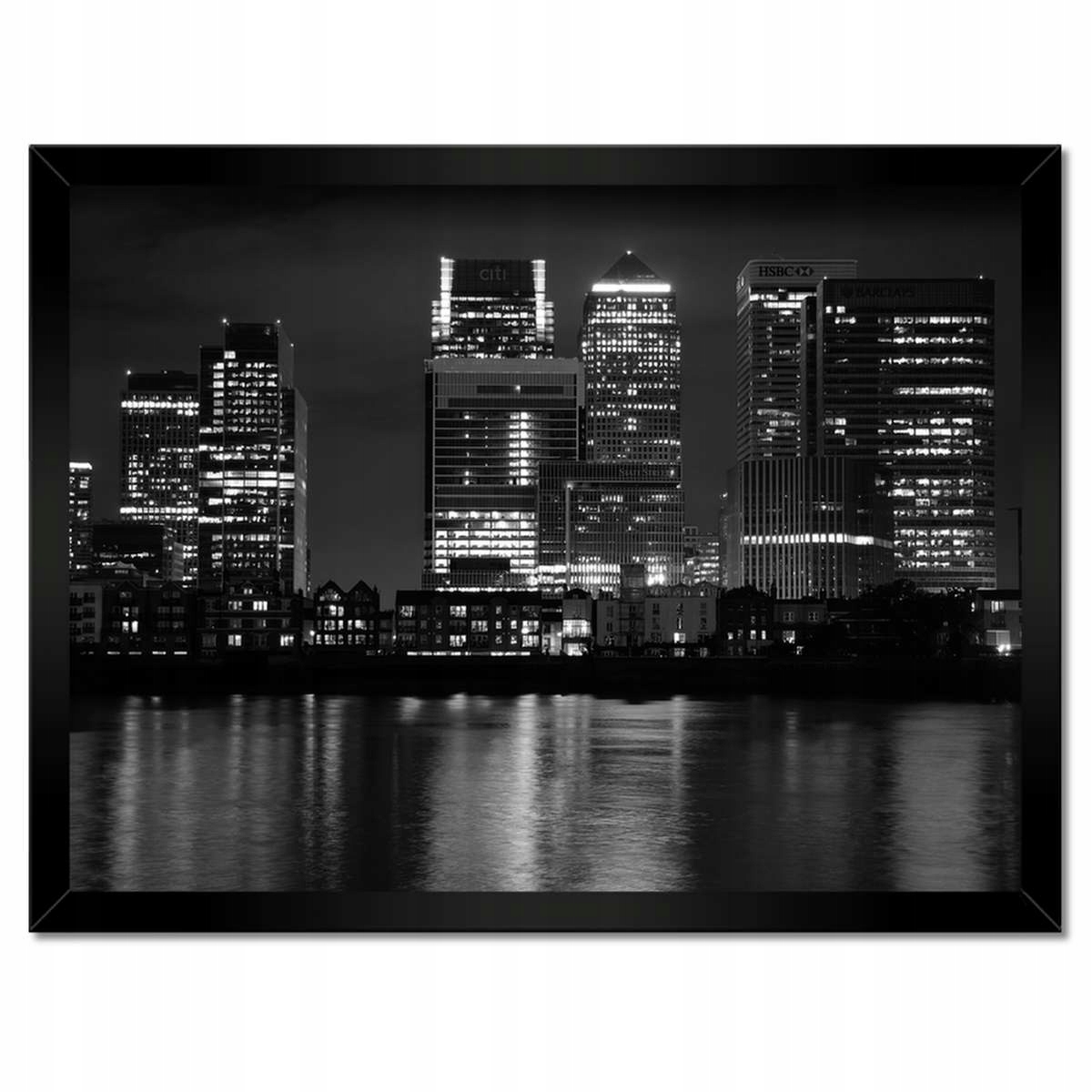 Plakáty v rámu 40x30 Black and White London Osvětlené mrakodrapy