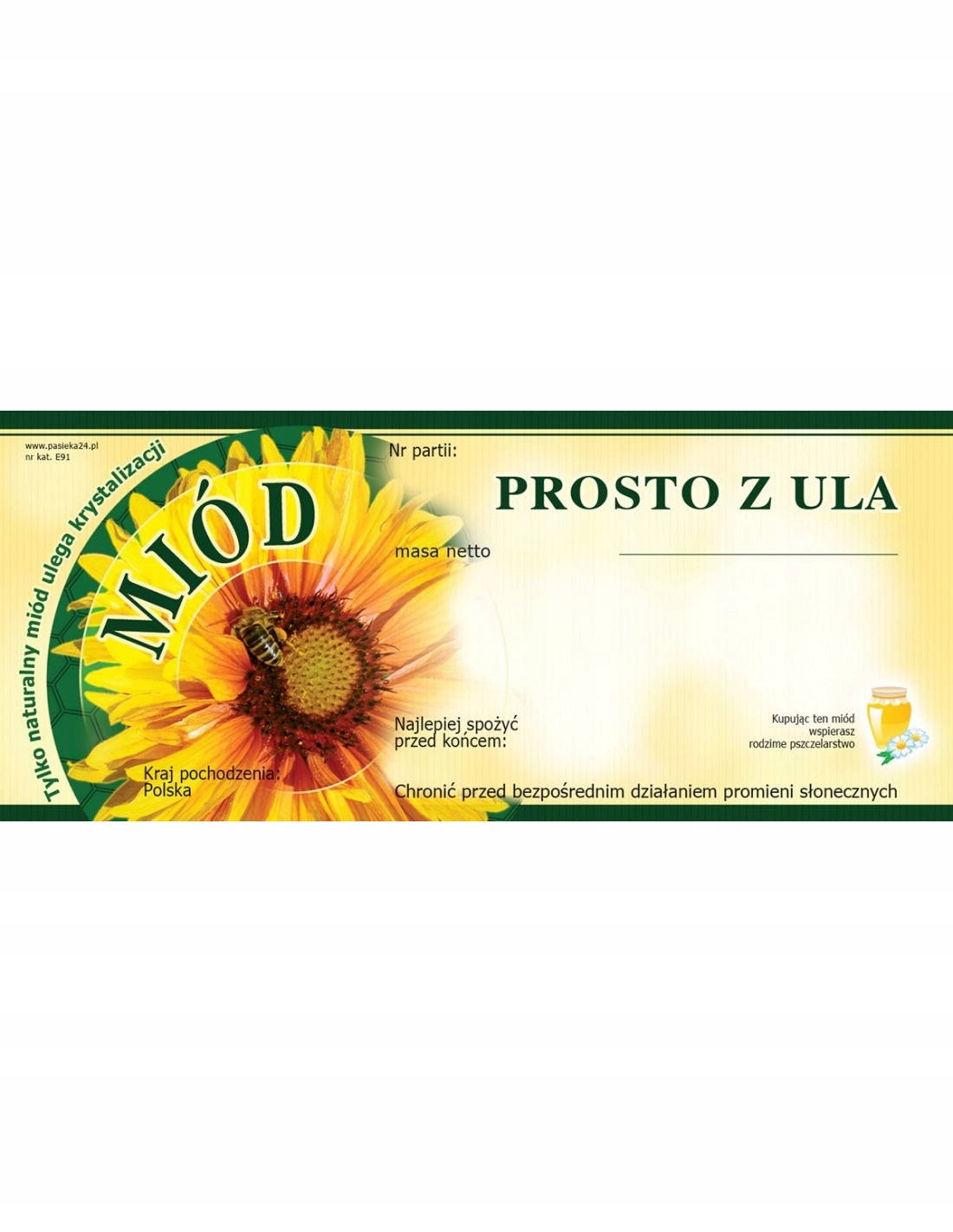 

Etykieta naklejka na miód 116x50 Prosto Z Ula E91