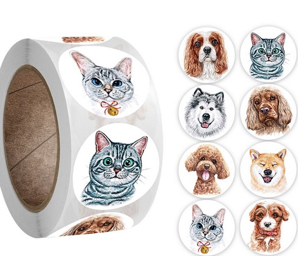 NAKLEJKI motywacyjne Rolka 500 sztuk! PSY I KOTY