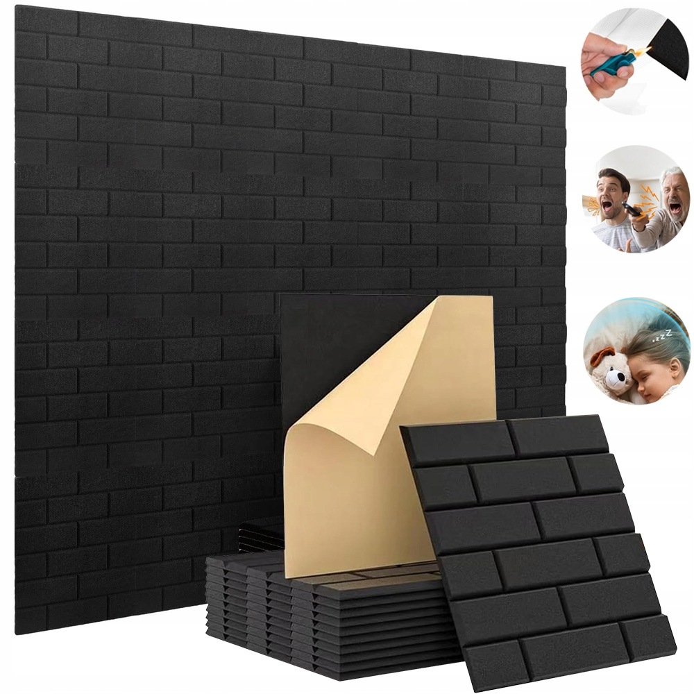12 Ks Samolepících Akustických Panelů Bílé Barvy 30*30*0,9 CM Pro Nahrávací Studio