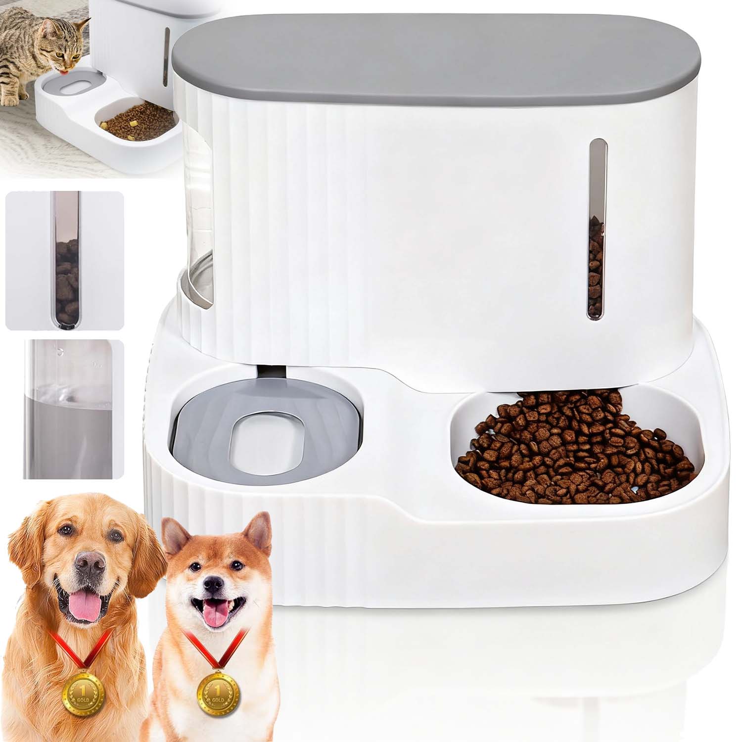Levně Výdejník Vody Krmiva Automatický Dávkovač Dvojitá Miska Pro Kočku A Psa 2V1