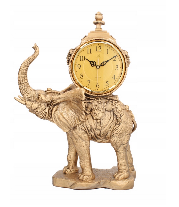 Krbové hodiny Livello Slon 49 cm luxusná zlatá dekorácia retro palácová