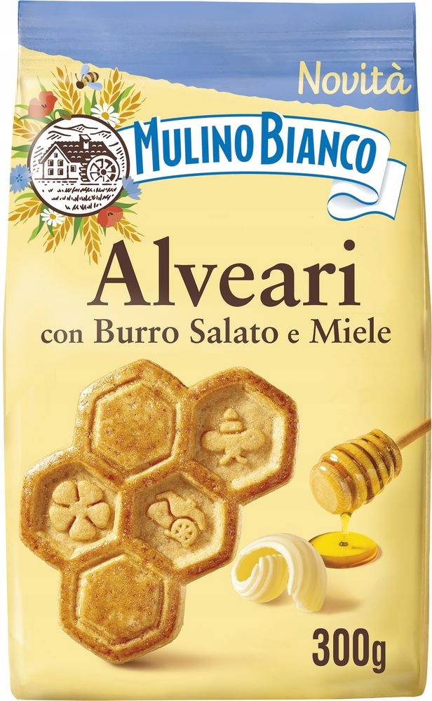 4x Křehké sušenky s praženým máslem s medem Alveari 300 g Mulino Bianco