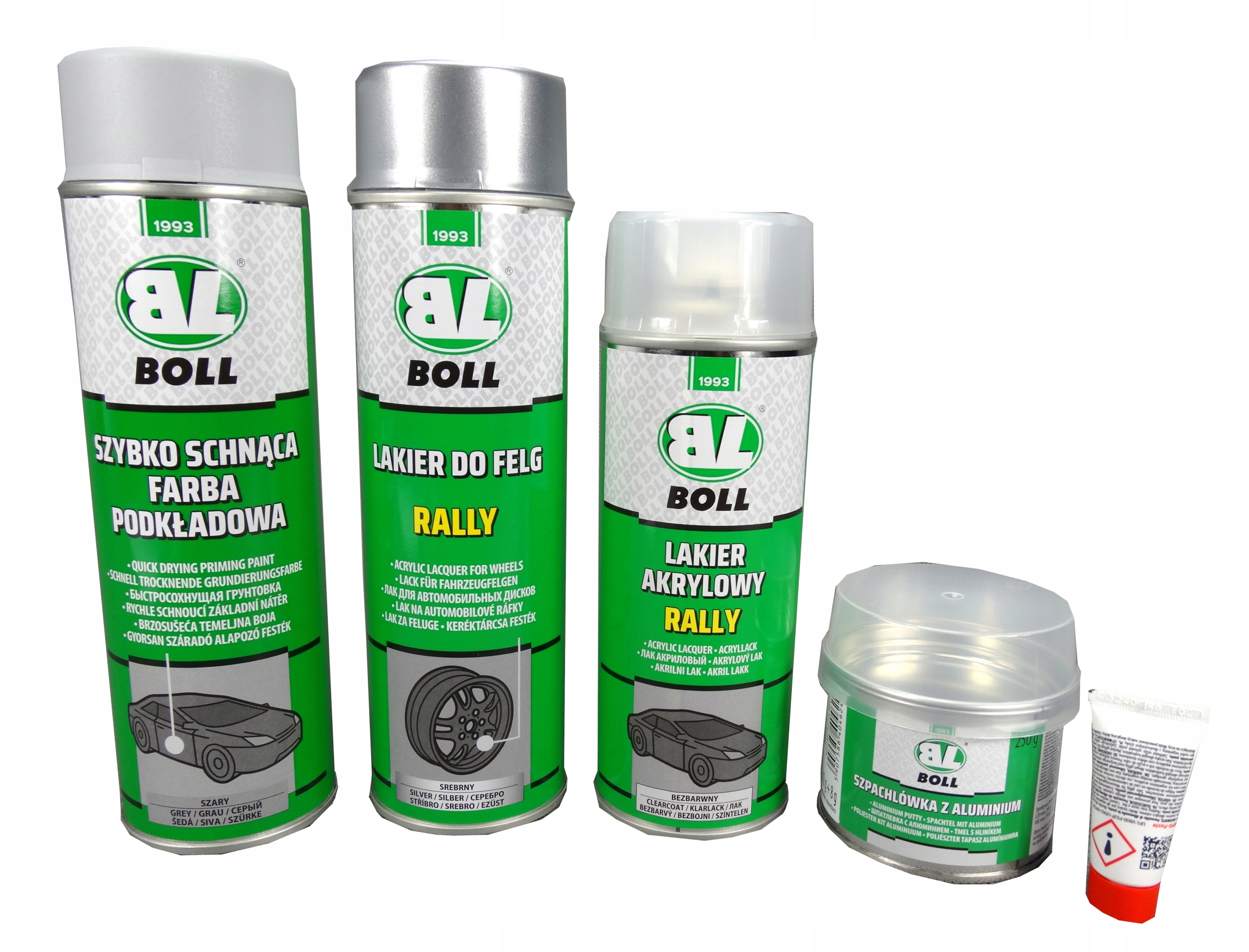Zestaw Do Regeneracja Felg Ze Szpachlówką Aluminium Srebrny Boll