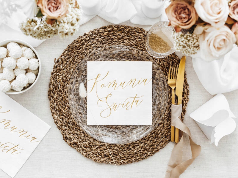 Serwetki Komunia Święta - biały - 33x33cm - 20szt. Kolor dodatkowy biały