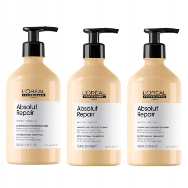 Loreal Absolut Repair Šampon 3x 500 ml regenerační pro poškozené vlasy