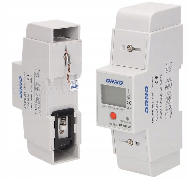 Jednofázový elektroměr Podlicznik Prądu Energii 1 modul Funkce Reset