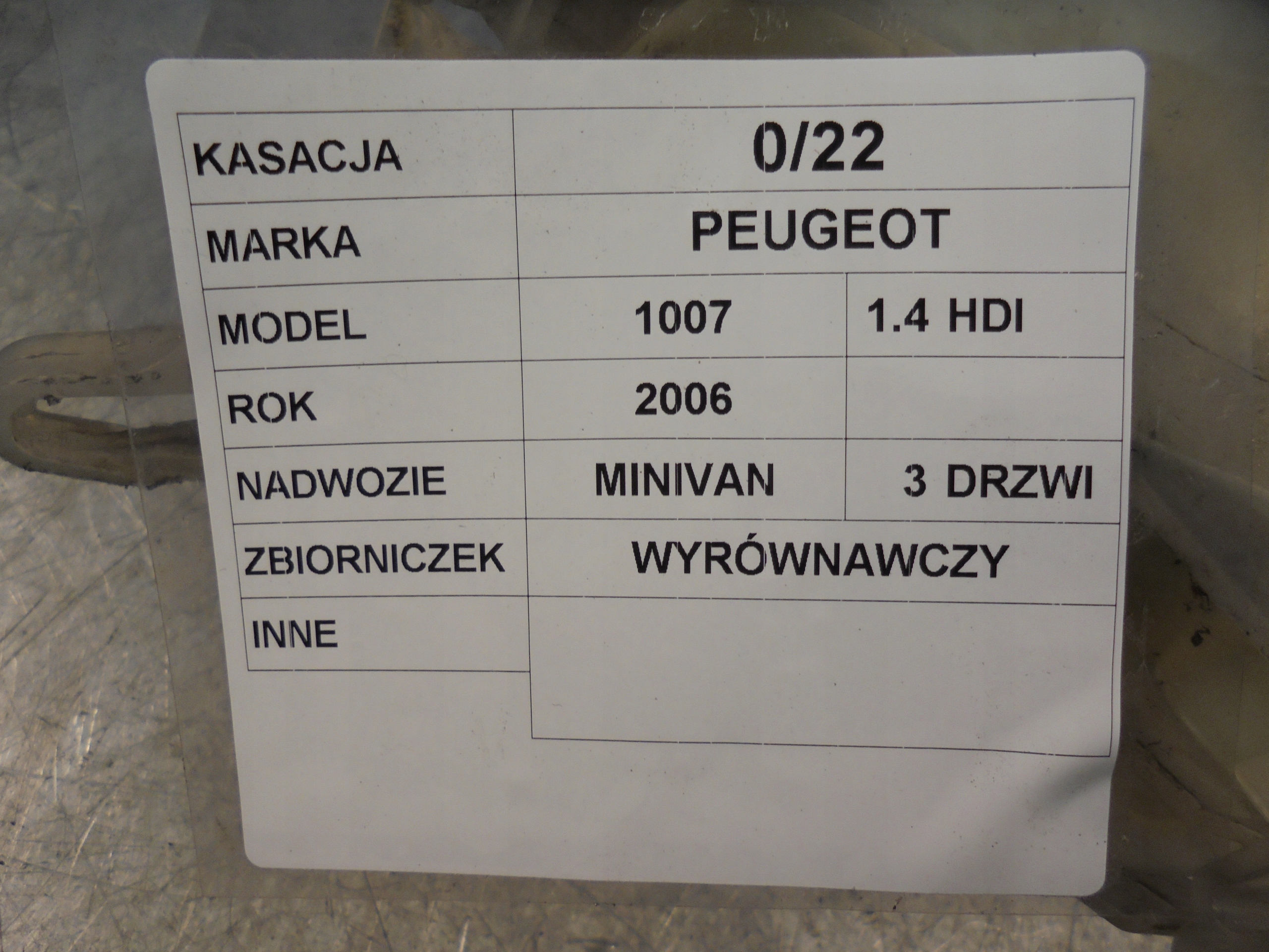 SCHEIBENWASCHBEHÄLTER PEUGEOT 1007 9646902580