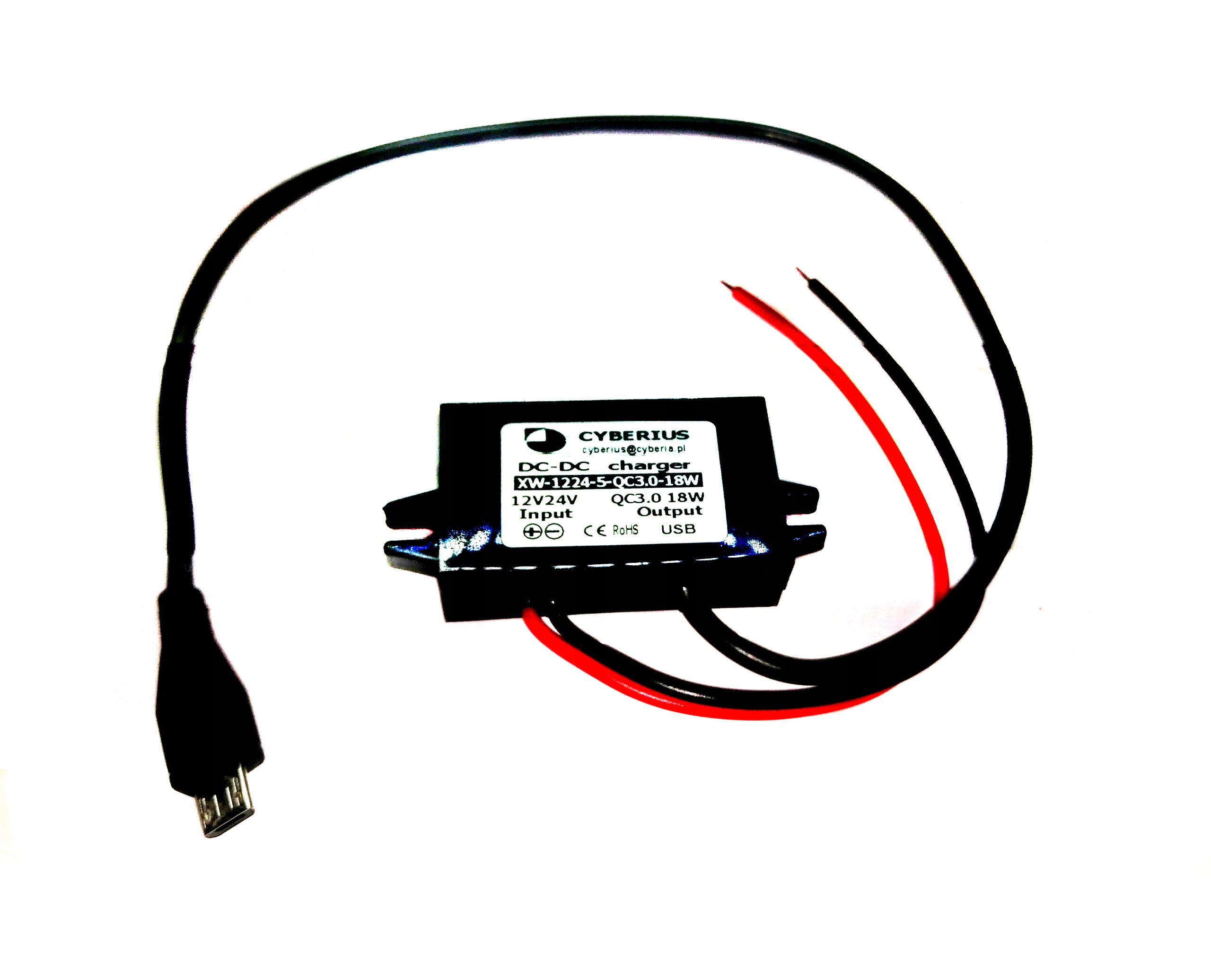 przetwornica QC3,0-18W 12V x 1x5V/3A micro-USB WZMOCNIONA Producent Inna