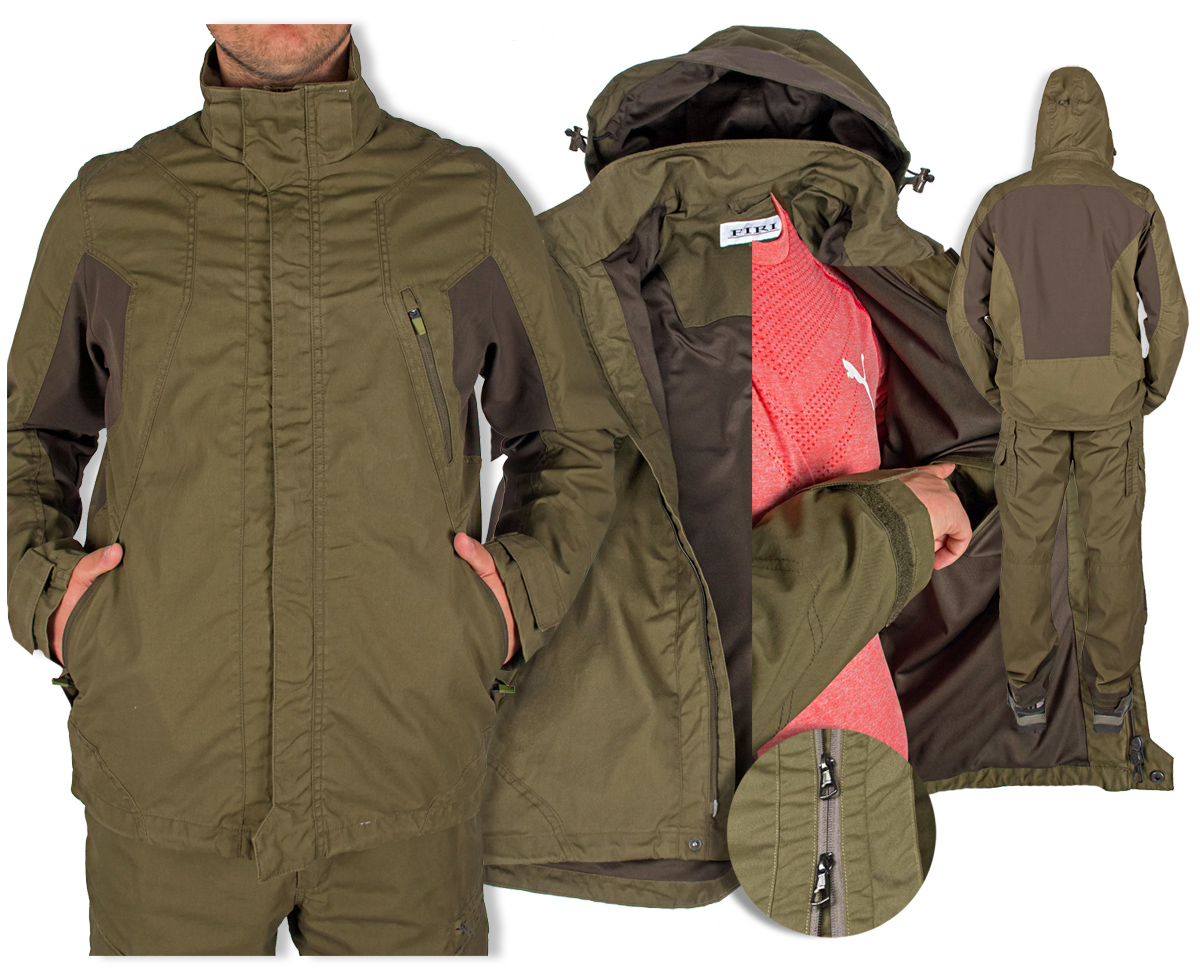 Kurtka męska Myśliwska z kapturem Wodoodporna do lasu Firi zielona 46
