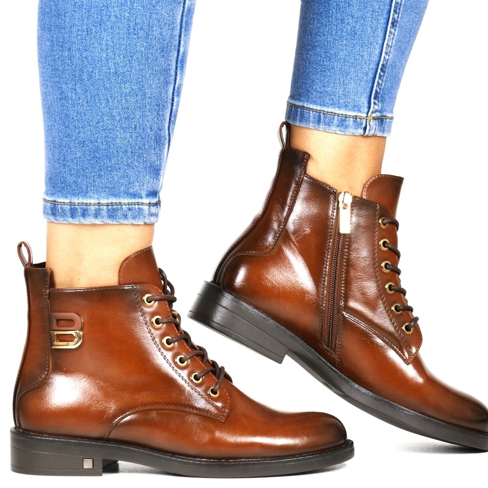 Boty Dámské Kotníkové Boty Šněrovací Na Zip Camel Hnědé Pohodlné iBoty Z6