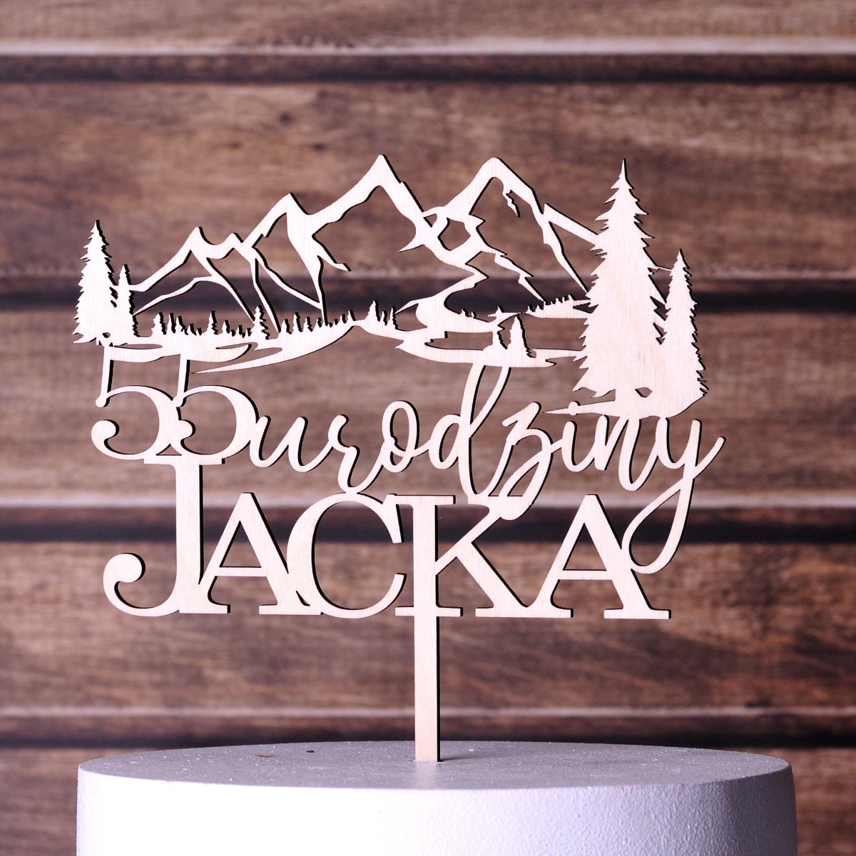 TOPPER GÓRY URODZINY NAPIS NA TORT DEKORACJA LAS Marka Lovely Things