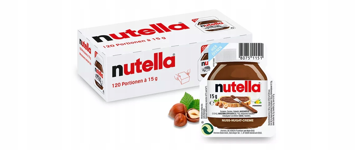 Nutella krem czekoladowy Ferrero 15g x 120 sztuk długich danych