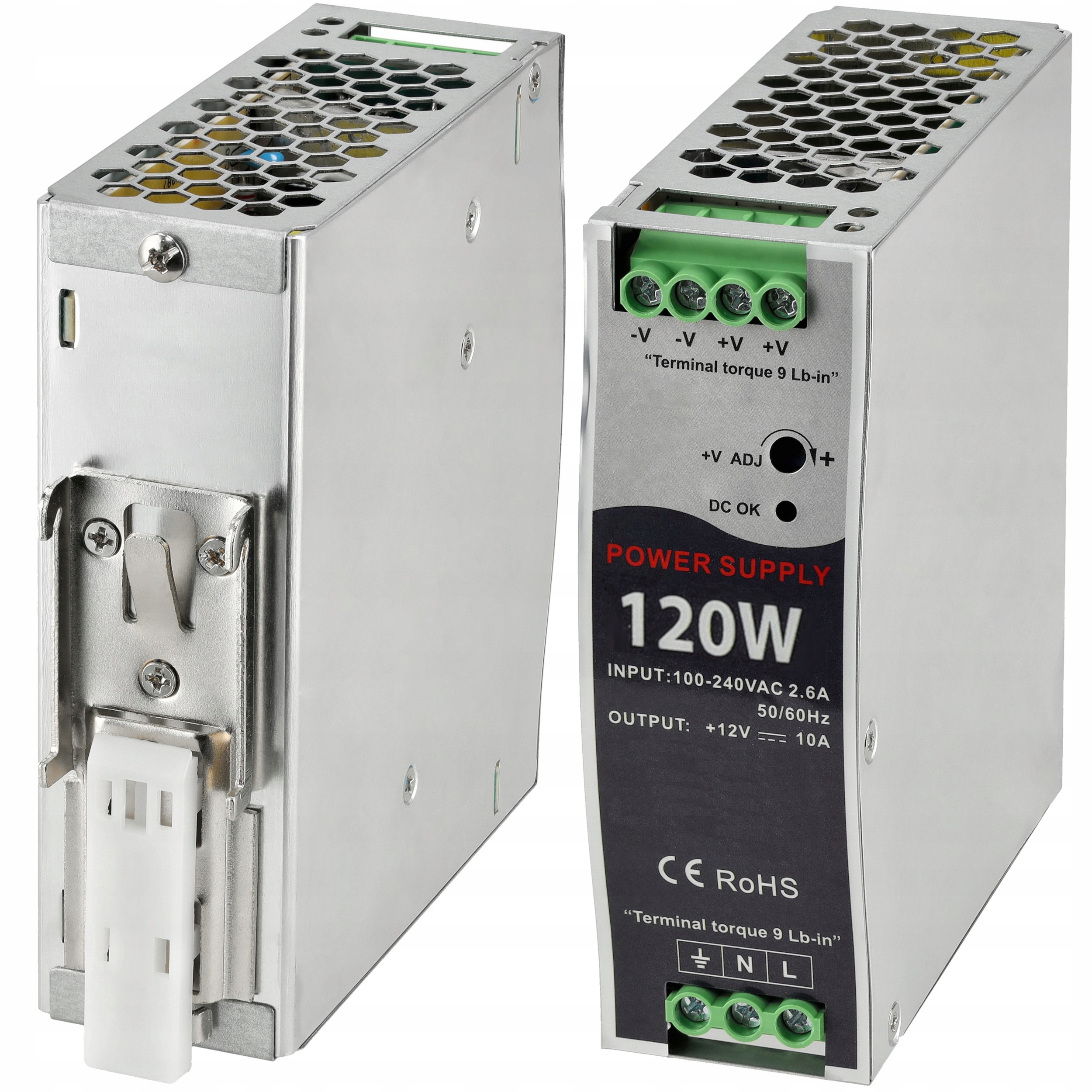 Zasilacz Na Szynę Din 12V 120W 10A Do Taśmy Led Aluminiowy Regulowany