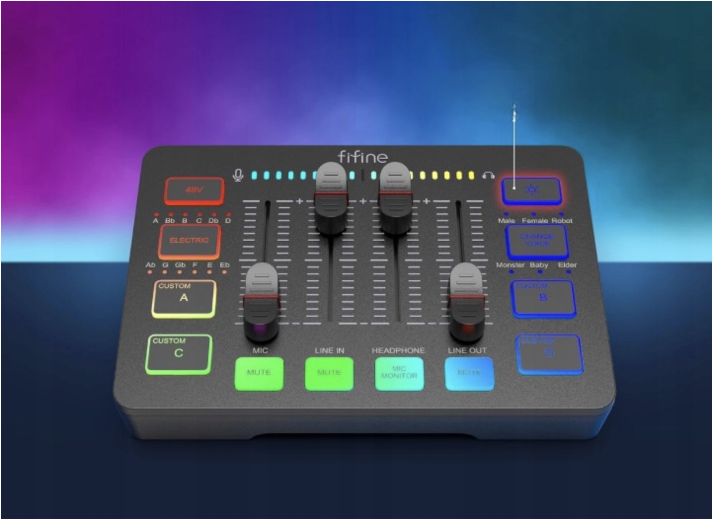 Mikser audio do gier z interfejsem mikrofonu XLR FIFINE MI19 czarny Model olsj4