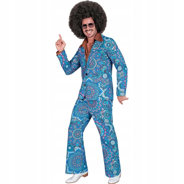 Kostým Groovy Modré Květy 70. Léta Hippie S