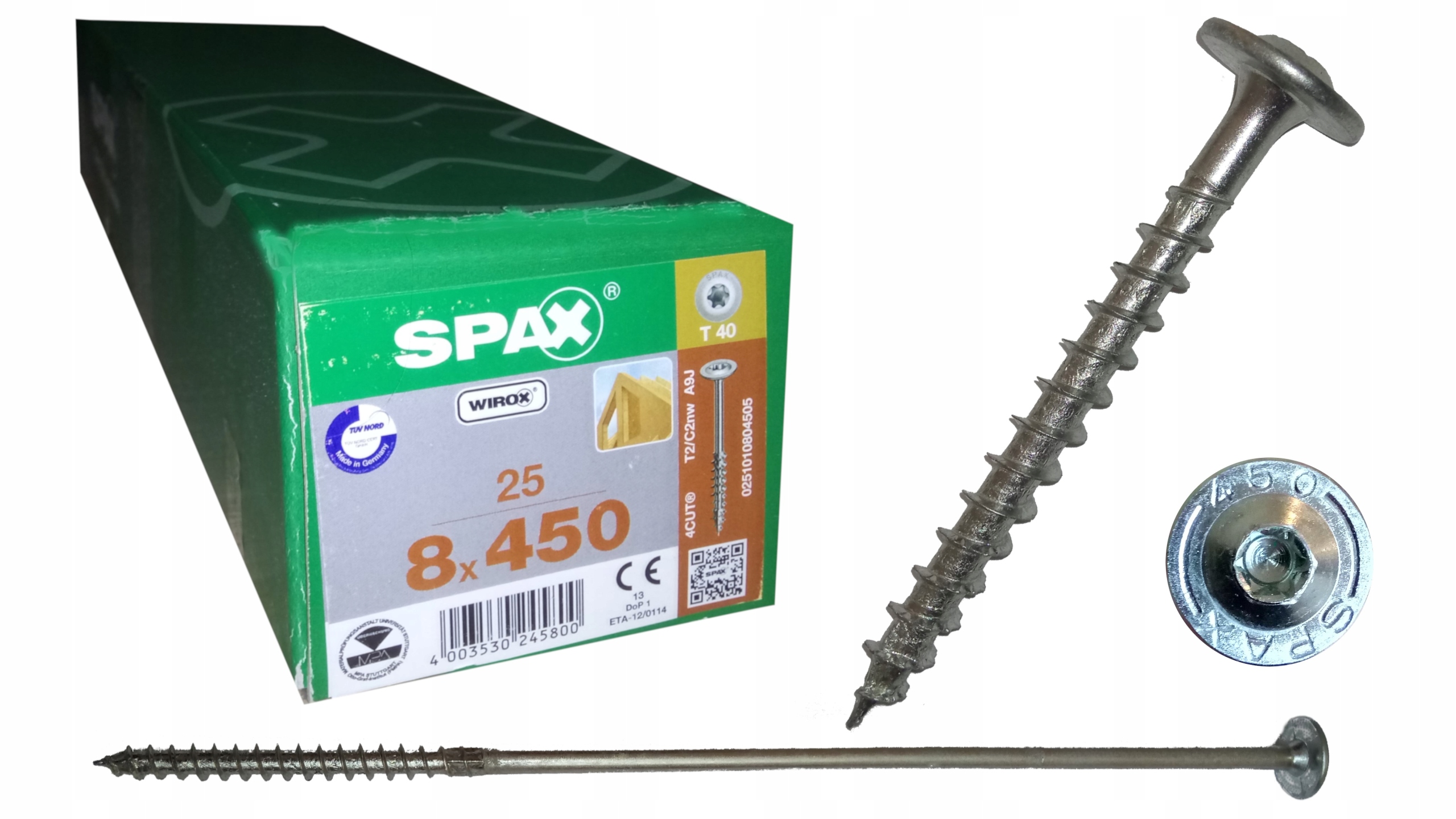 Skrutky Spax Tesárske 8x450 Do Dreva Torx 25ks