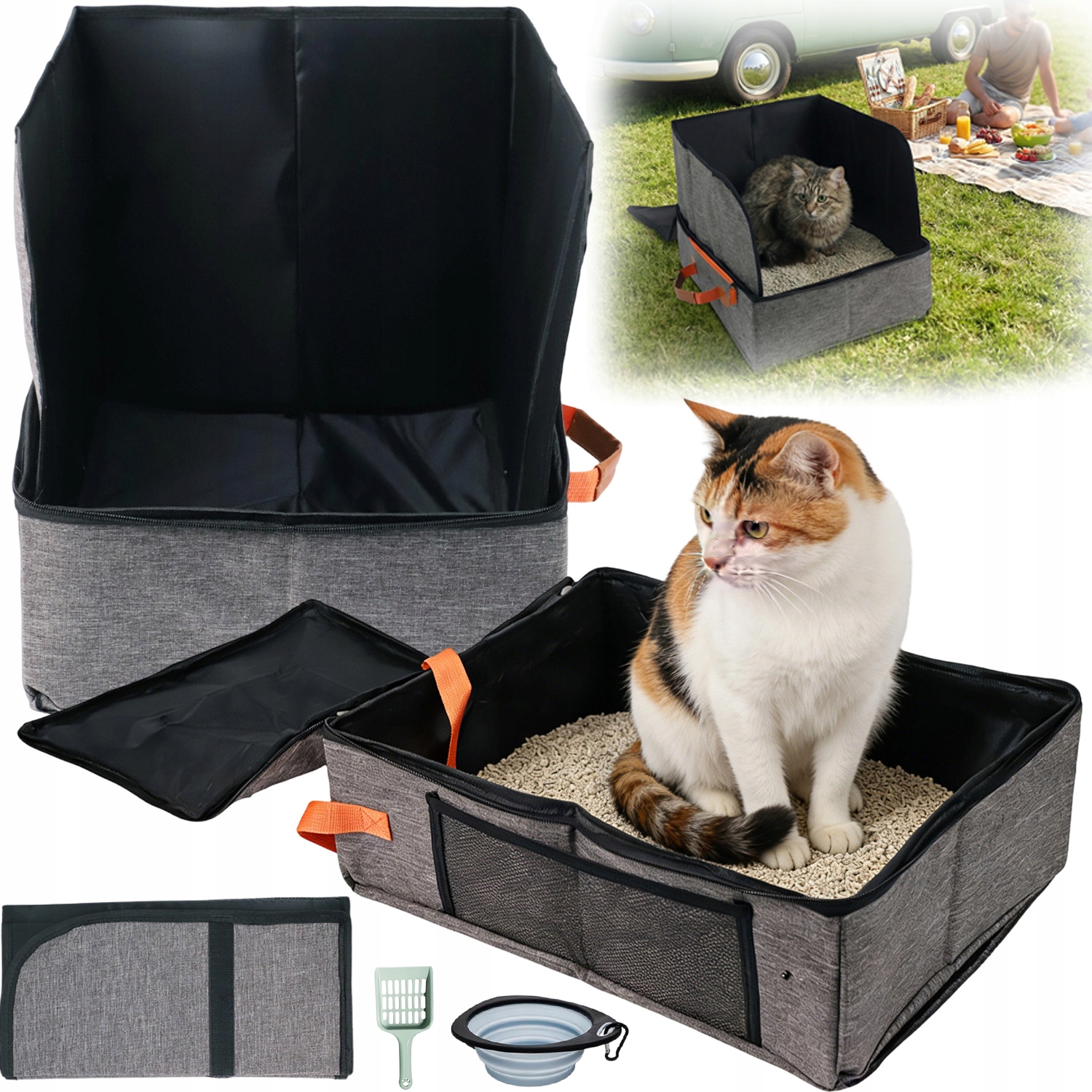 Skládací Toaleta Pro Kočky S Přenosným Víkem A Voděodolným Na Zip