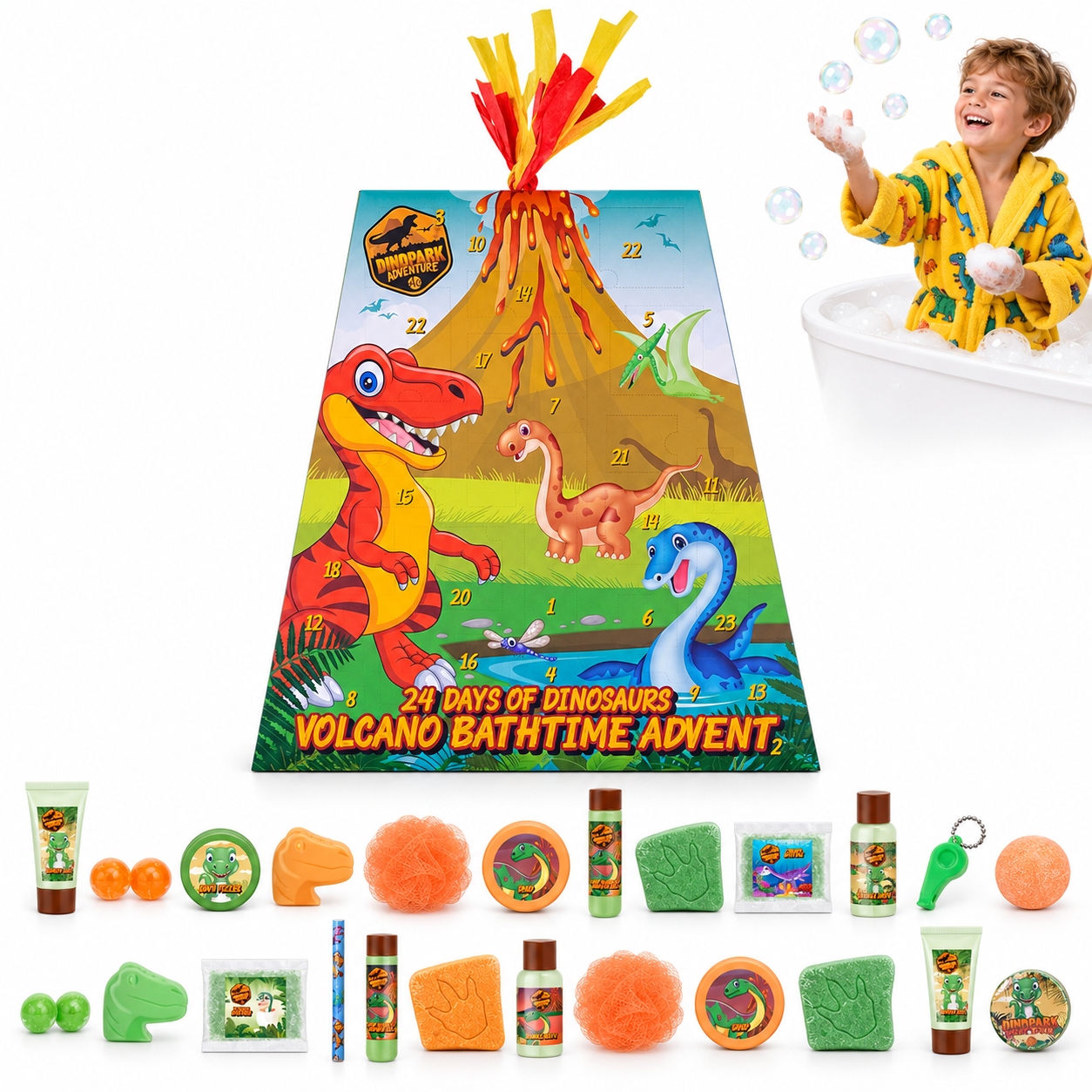 Adventní kalendář Dinosauři 24 Kosmetika Do Koupele pro děti Dárek