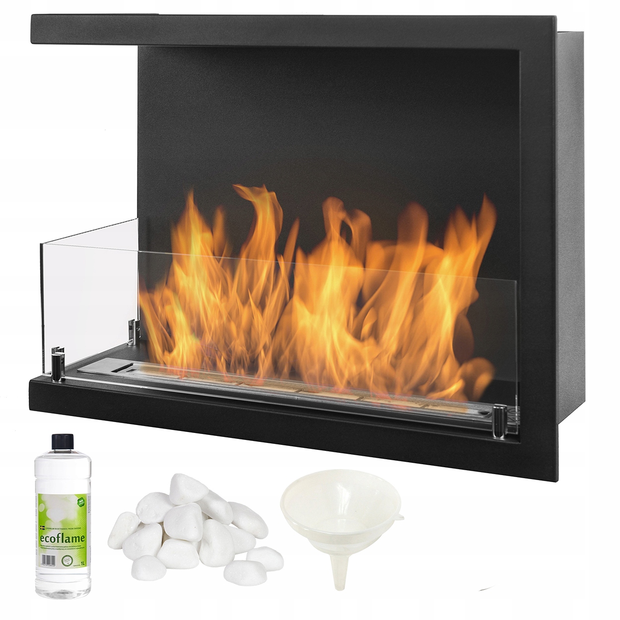 Biokrb Rohový černý Line-l 60 cm Se Sklem, levý